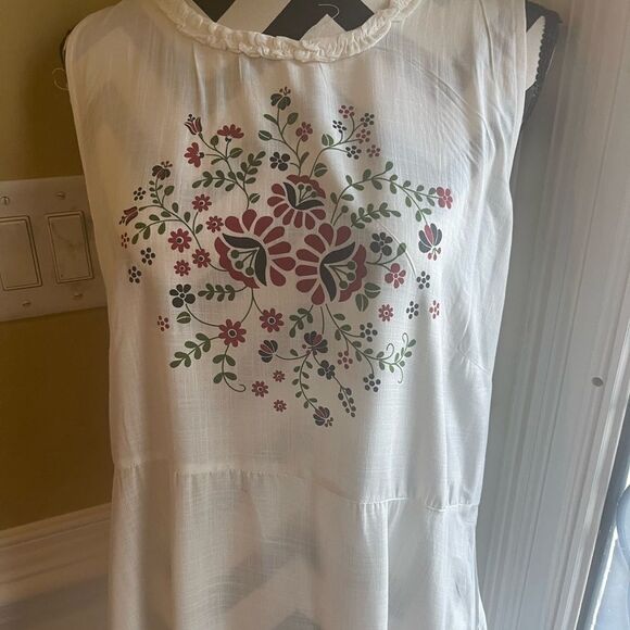 NWT VISHUDH Rayon white maxi dress with floral print red ,green & navy blue SZXL - Picture 7 of 14